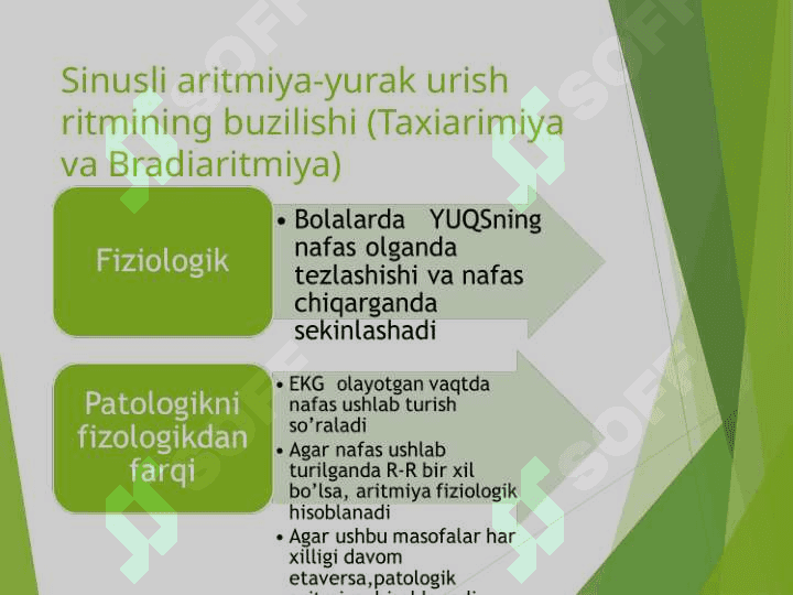 Yurak ritmi va 	o’tkazuvchanligining buzilishi 7