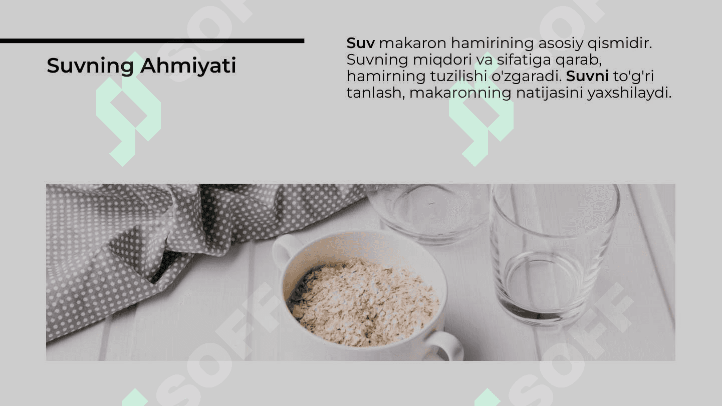Makaron hamirini tayyorlash va hamirni shakillantirish jarayonlari asoslari 6