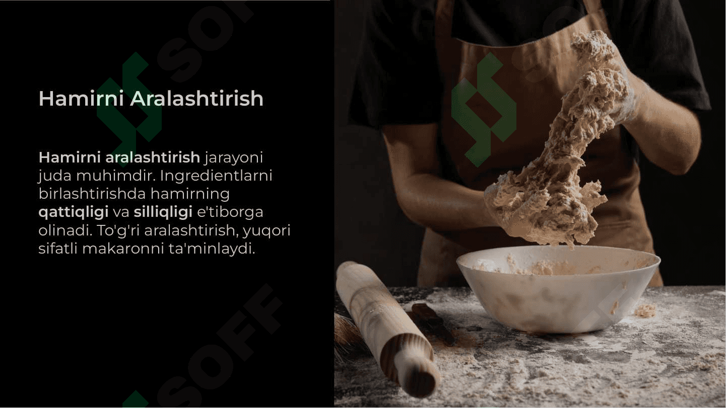 Makaron hamirini tayyorlash va hamirni shakillantirish jarayonlari asoslari 8