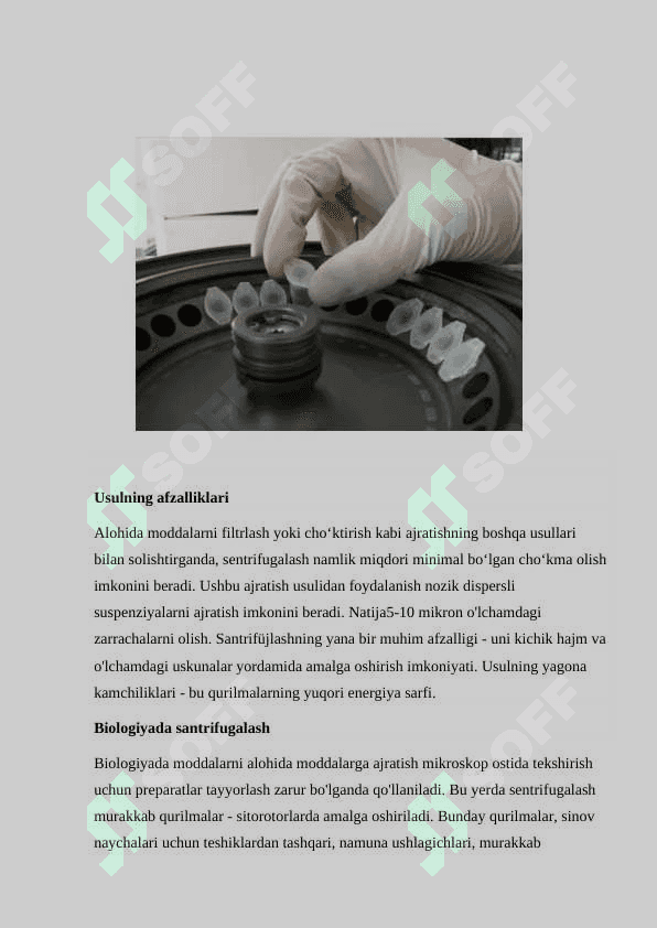 SENTRIFUGALASH JARAYONI NIMA 3