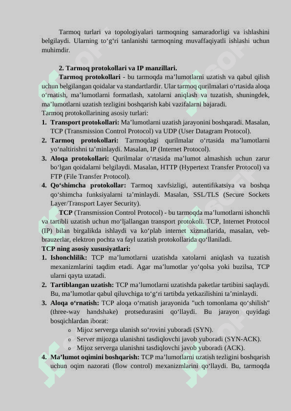 Kompyuter tarmoqlari va tarmoq texnologiyalari 4