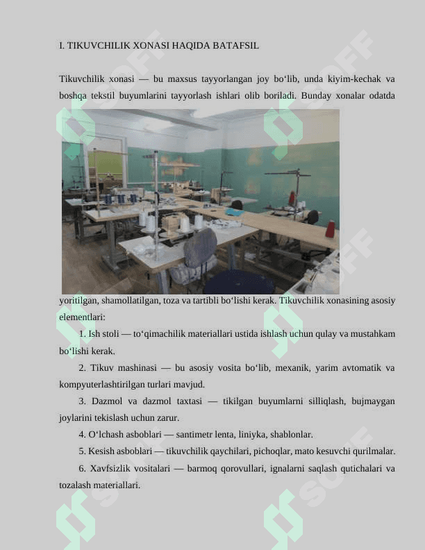 TIKUVCHILIK XONASI. TO‘QIMACHILIK TOLALARI 3