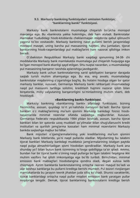 Markaziy bank va uning funktsiyalari 4