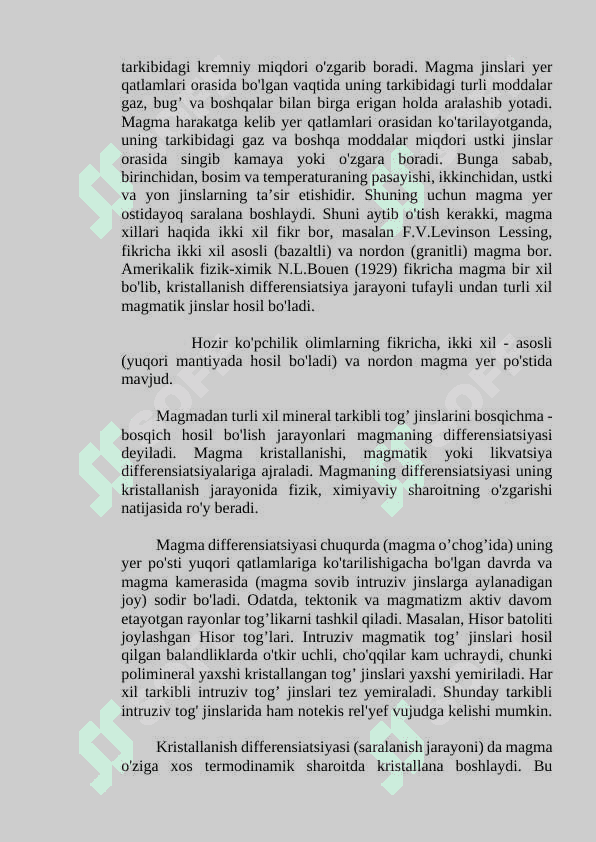 Magmatik tog’ jinslari. 3