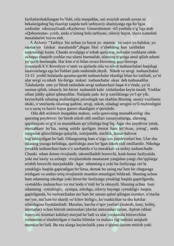 Yoshlarni oilaviy hayotga psixologik tayyorlashda psixologik bilimning ahamiyati 2