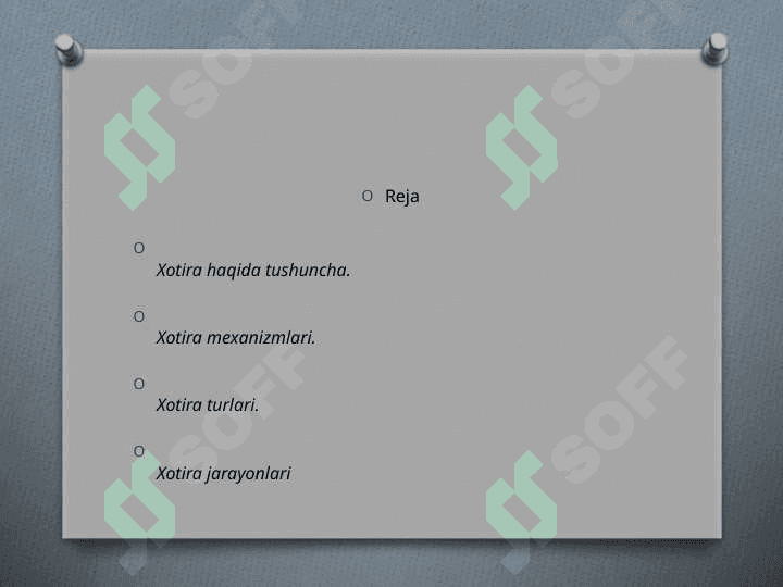 Xotira diqqat va vaqtincha bog'lar xosil bo'lish mexanizmlari 2