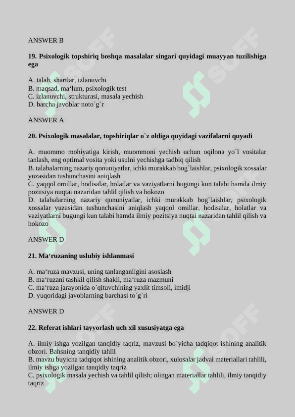Pedagogik psixologiya fanidan testlar 5