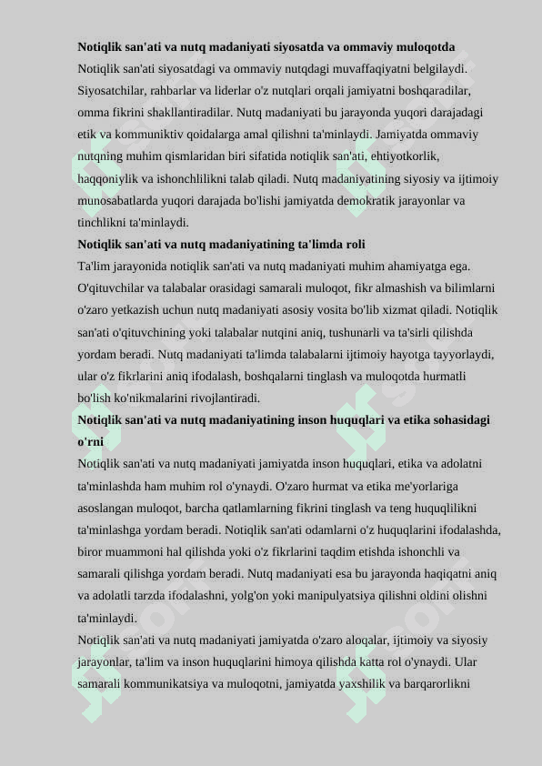 Nutq madaniyati va notiqlik san'ati bir-biri bilan chambarchas bog'liqligi 4