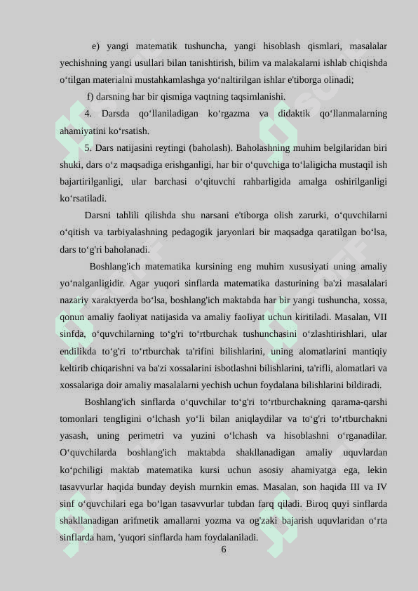 BOSHLANG‘ICH SINFLARDA MATEMATIKA DARSLIGI USTIDA IJODIY ISHLASH, DARSLIK TAHLILINI AMALGA OSHIRISH METODIKASI (1-SINF MISOLIDA) 6