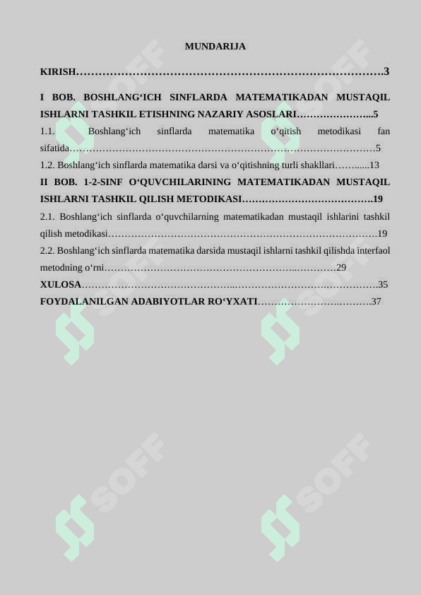 1-2- sinflarda o‘quvchilarning matematikadan mustaqil ishlarini tashkil qilish metodikasi 2