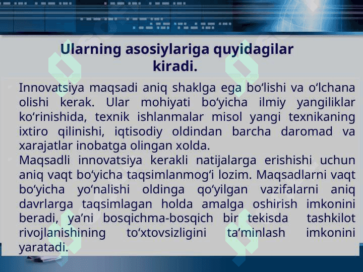 Innovatsion jarayonni tashkil etish va uni boshqarish 6