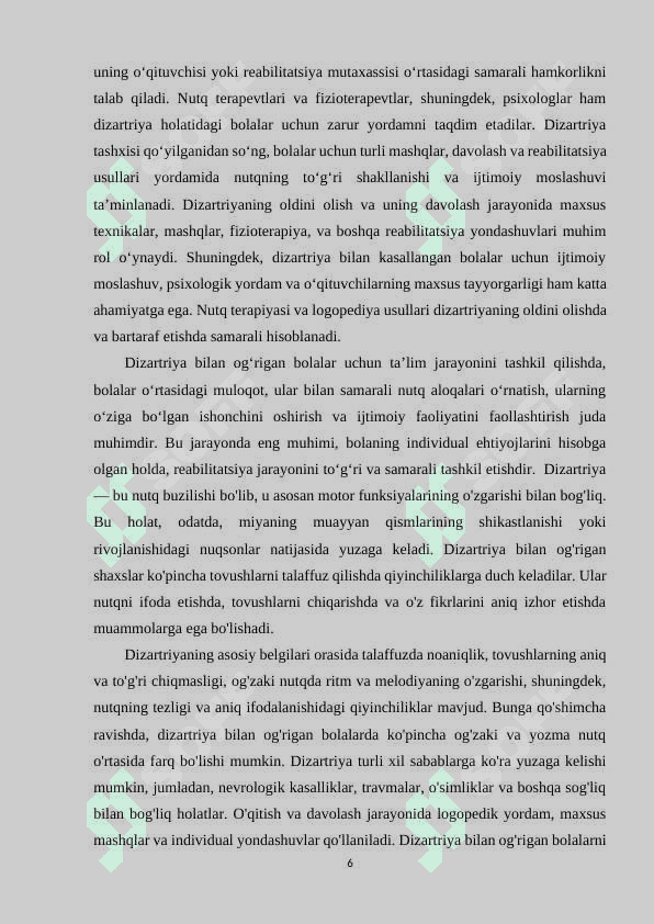 Dizartriya tasnifi va uning shakllari 6