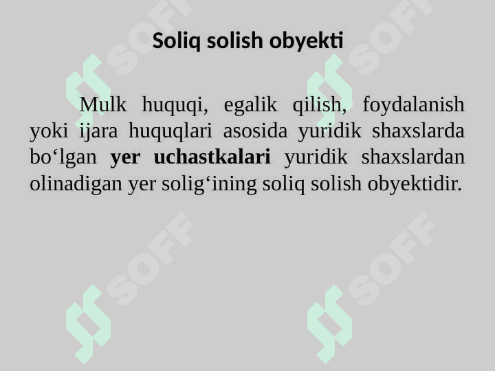 Yuridik shaxslardan olinadigan yer solig'i 4