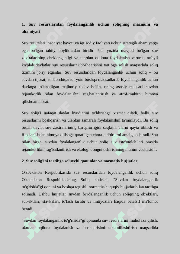 Suv resurslaridan foydalanganlik uchun soliqni to'lash tartibi 3