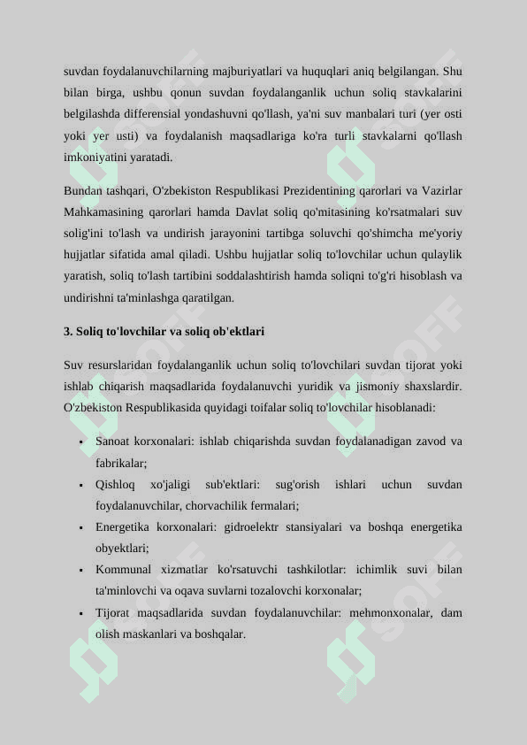 Suv resurslaridan foydalanganlik uchun soliqni to'lash tartibi 4