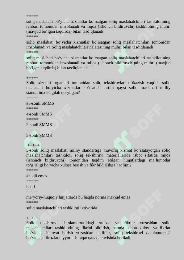 soliq maslahati test javobi bilan 3