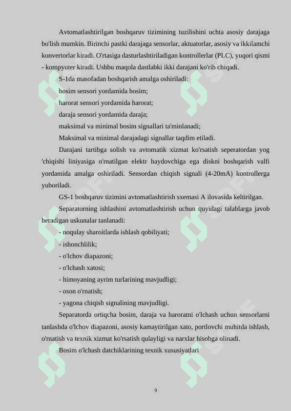SEPARATSIYALASH UZELLARINI AVTOMATLASHTIRISH 8