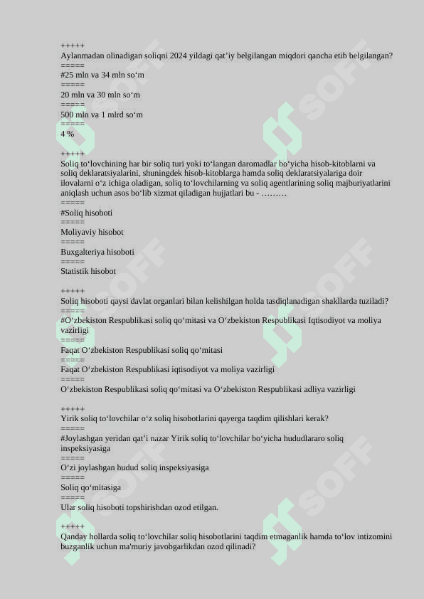 Soliq siyosati javobi bilan 6