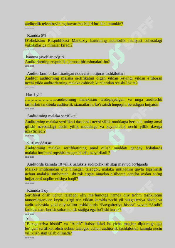 Audit test javobi bilan 2