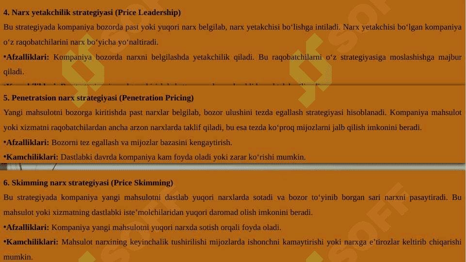 Raqobatda narxning o'rni 5