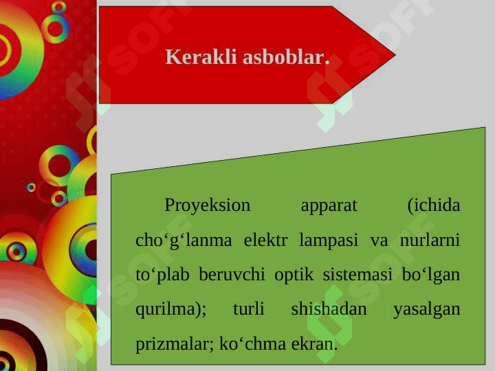 Laboratoriya ishi... . Shisha prizma yordamida yorug‘likning spektrga ajralishini o‘rganish 2