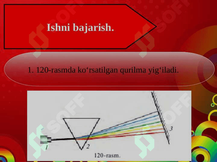 Laboratoriya ishi... . Shisha prizma yordamida yorug‘likning spektrga ajralishini o‘rganish 3