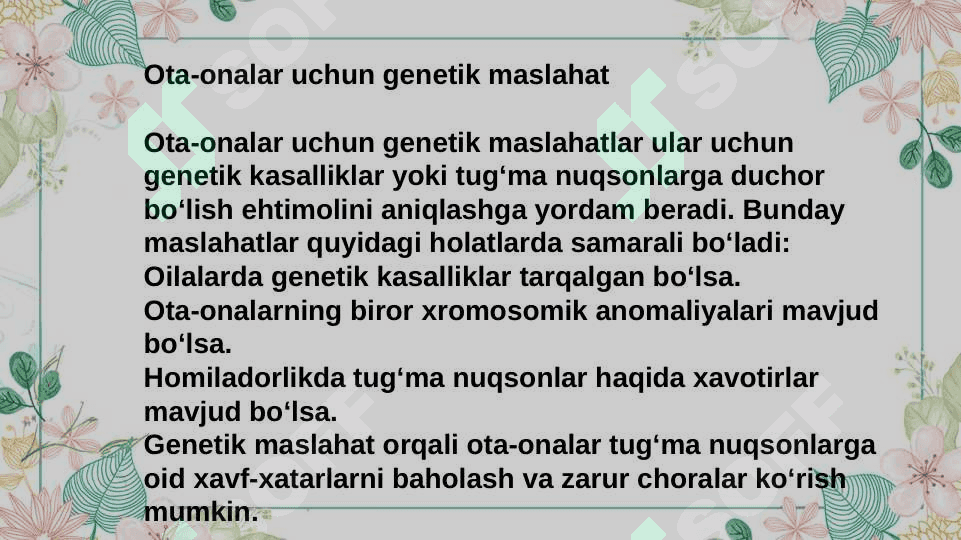 O’zbekistonda bolalarni anomaliya bilan tuģilishini oldini olishdagi chora tadbirlar 7
