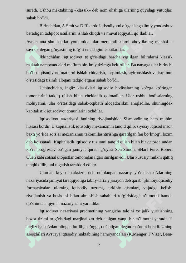 Iqtisodiyot nazariyasini fan sifatida shakllanishida tur xil omillarning ro'li 7