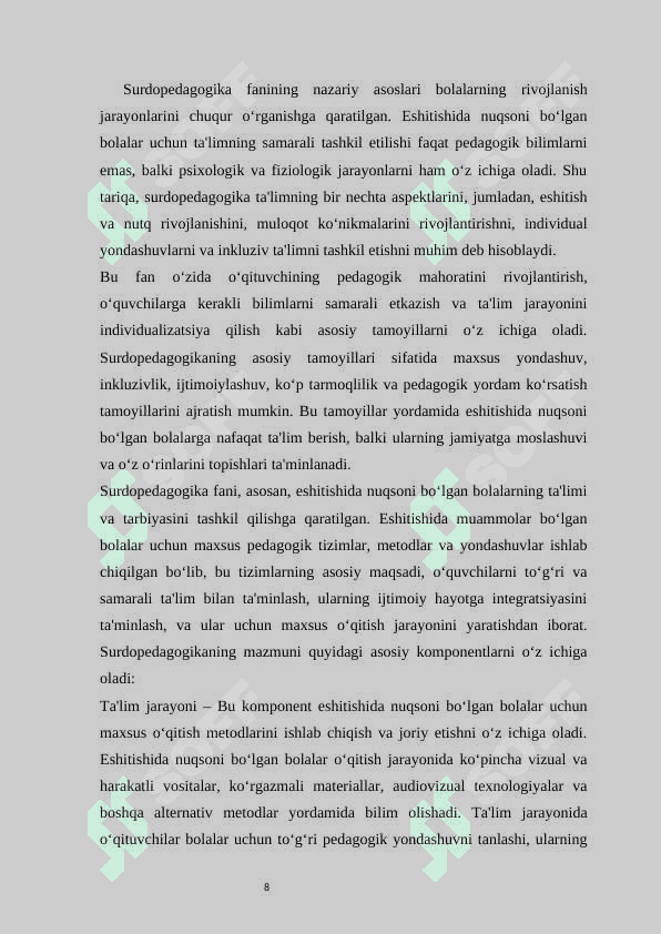 Eshitishida nuqsoni bo‘lgan bolalar maktabida o‘qitishning tashkiliy shakllari 8