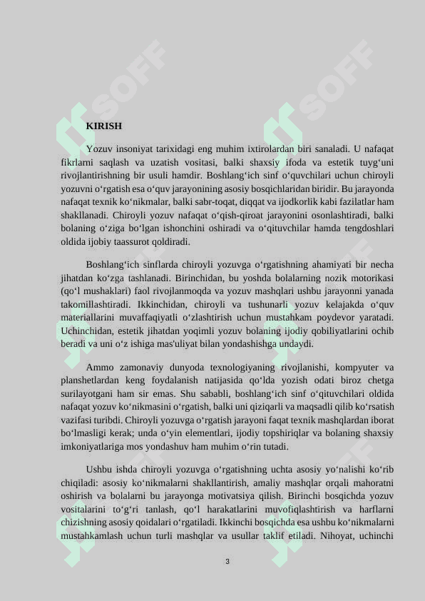 Boshlangʻich sinflarda chiroyli yozuvga oʻrgatish uslubi . KURS ISHI 3
