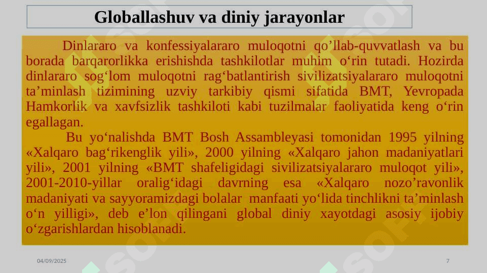 O'zbekistonda faoliyat yuritayotgan diniy tashkilotlar 7