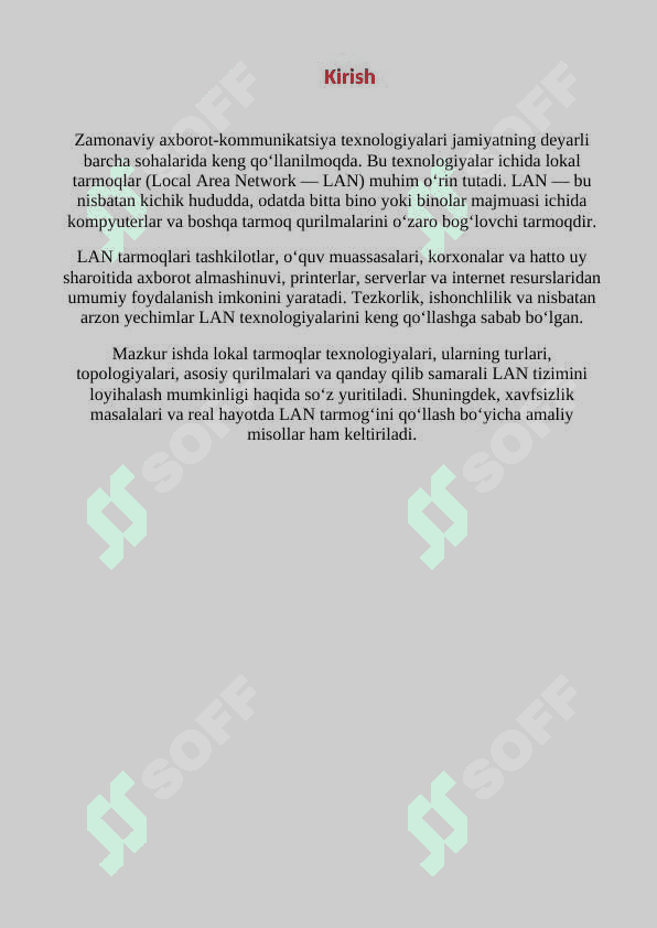 Mavzu: Local Area Network (LAN) texnologiyalari va loyihalash. 4