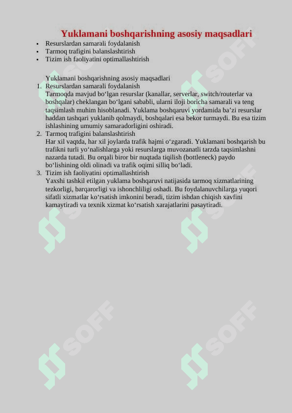 Mavzu: Tarmoqlarda yuklamani boshqarish strategiyalari. 4