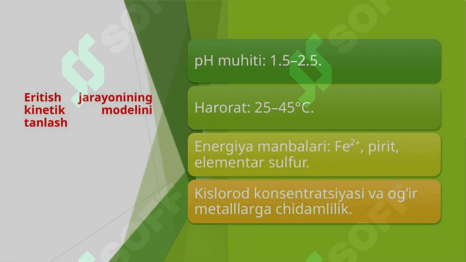 Tanlab eritish  dastgohlarini hisoblash uchun kinetik qonuniyatlarni qo'llash 4