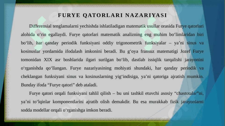 Differensial tenglamalarni yechishda Furye qatorlarining qoʻllanilishi 3