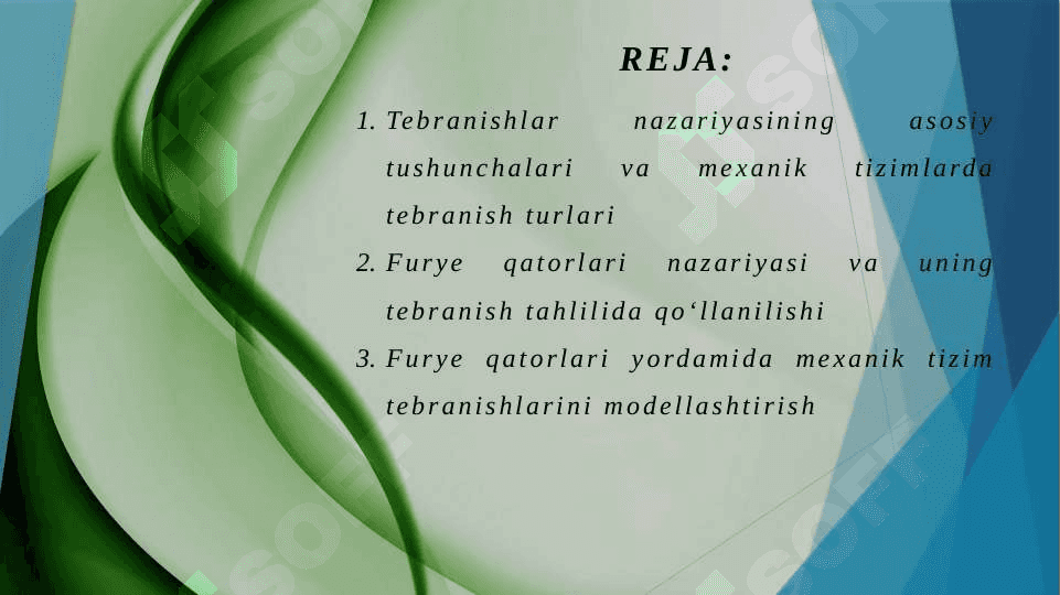 Mexanik tizimlardagi tebranishlar tahlilda Furye qatorlarining qoʻllanilishi 2