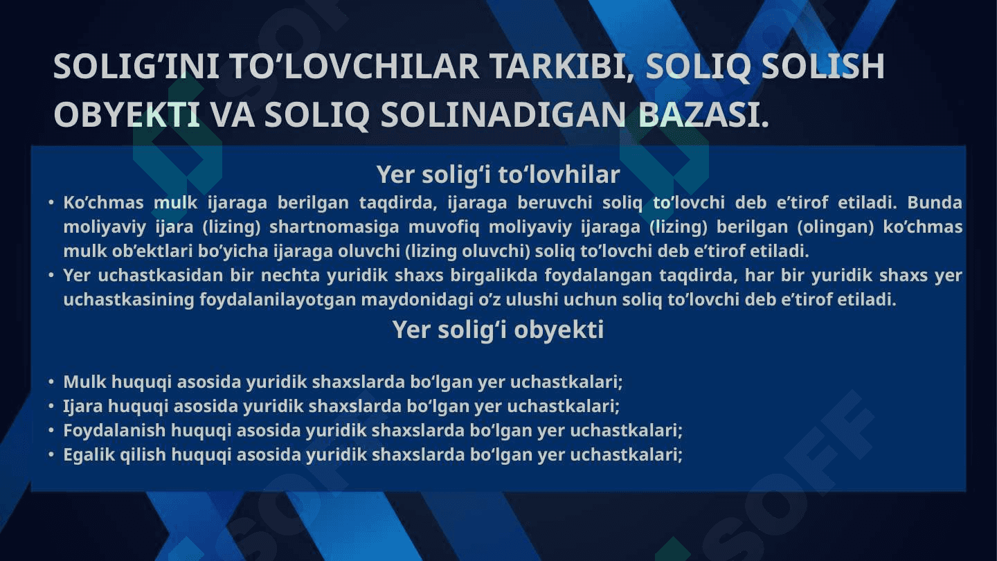 Yuridik shaxslardan olinadigan yer soligʻi 6