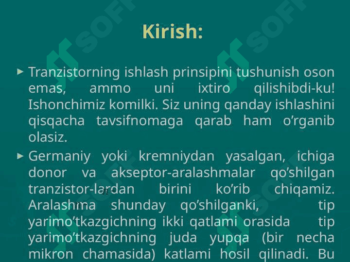 Tranzistorlar va ularning qo’llanilishi 2