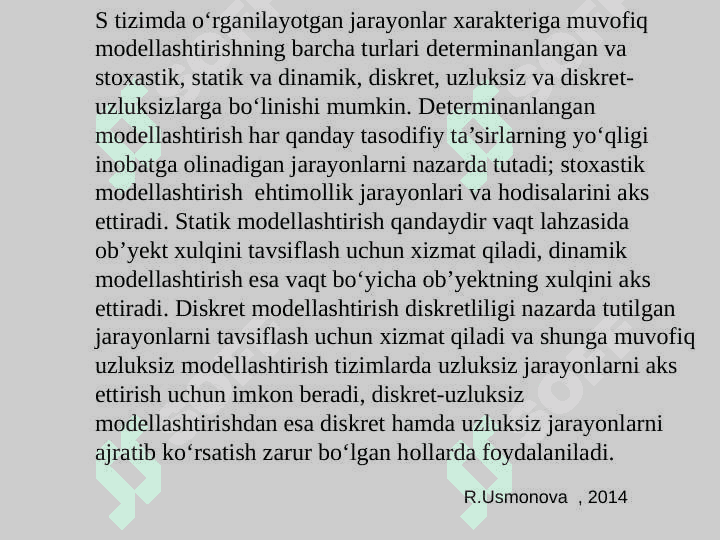 Tizimlarni modellashtirish turlarining klassifikasiyasi 2
