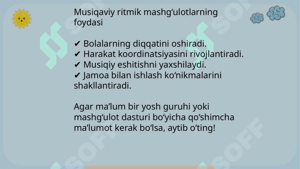 Bolalarni ritmik harakatlarga o'rgatish 6