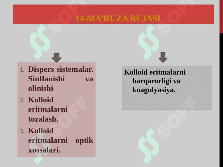 Dispers sistemalar. Ularning tabiati, sinflanishi va olinishi. Tozalash usullari. Ularning molekulyar-kinetik, optik xossalari. 2