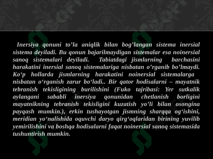 Noinersial sanoq  sistemalaridagi  harakat 3