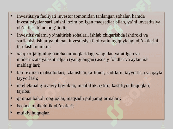Investitsiya faoliyati va investitsiya siyosati 6