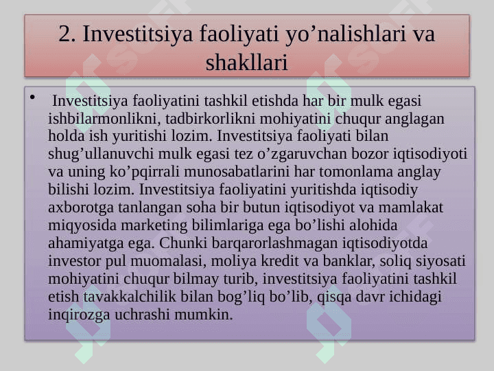 Investitsiya faoliyati va investitsiya siyosati 8