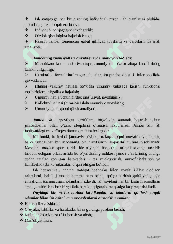 JAMOADA ISHNI TO’G’RI TASHKIL ETISH USULLARI. 2