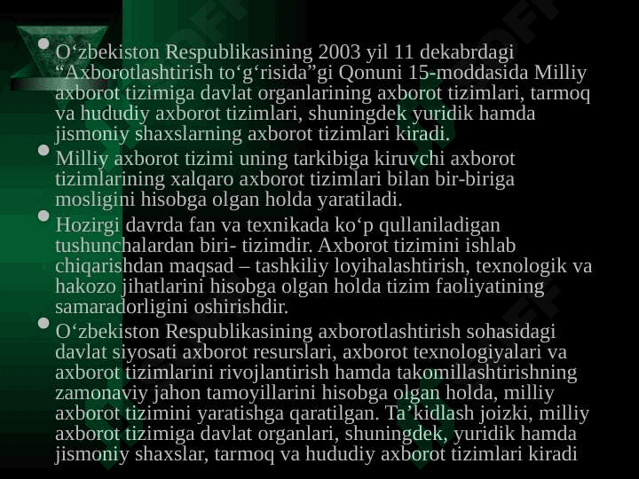 Axborot tizimlari va axborot texnologiyalari 4