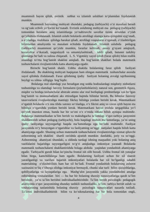 MAKTABGACHA TA’LIM TASHKILOTLARIDA KATTA GURUH YOSHIDAGI BOLALARNING MATEMATIK TASAVVURLARINI SHAKLLANTIRISH 4