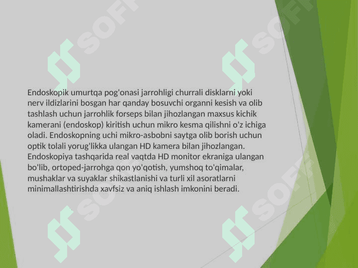 Spinal endoskopiya . Neyroxirurgiya 4