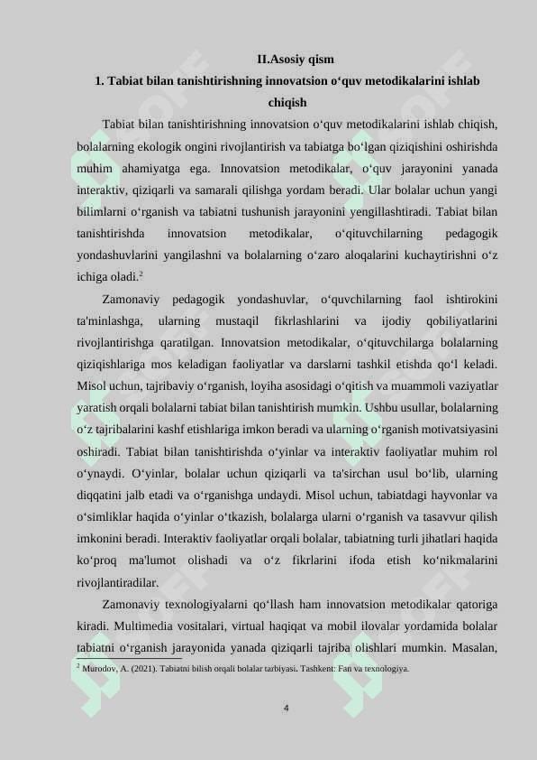 Maktabgacha yoshdagi bolalarni tabiat bilan tanishtirishning ish shakllarini tashkil etishda innovatsion yondashuv. 4