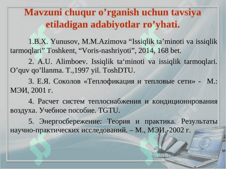 Mavsumiy issiqlik yuklamalar 2